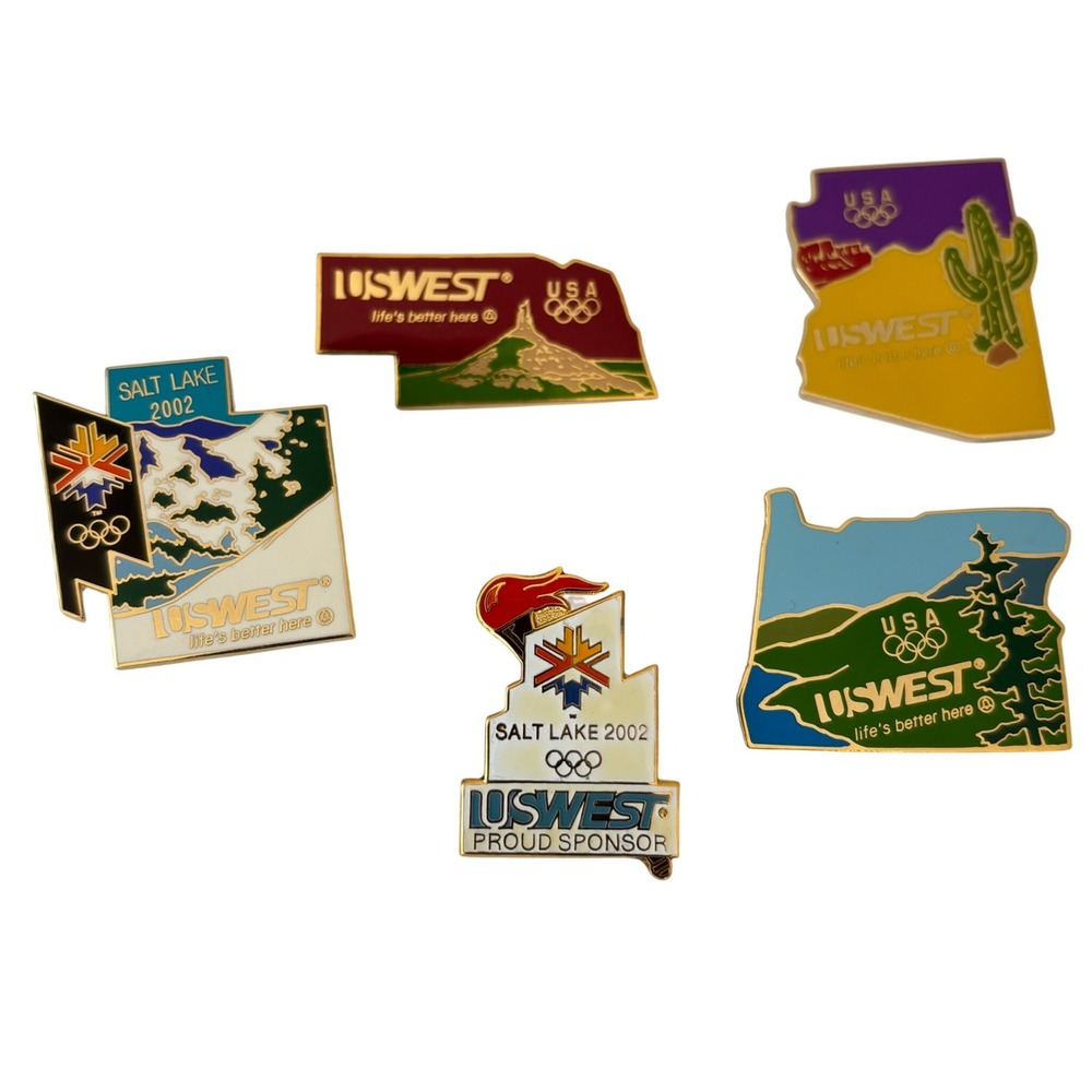 USWEST Salt Lake 2002 Olympics Pins Lot 5 Hockey Utah Colorado Nebraska Oregon‎